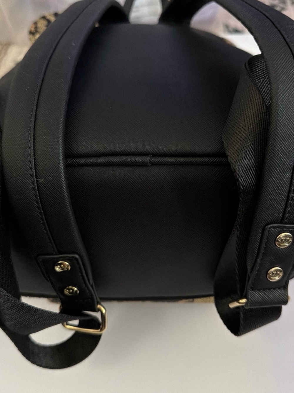 Loungefly Gold & Black Sequin Leopard Mini Backpack with Bow - Picture 4 of 5